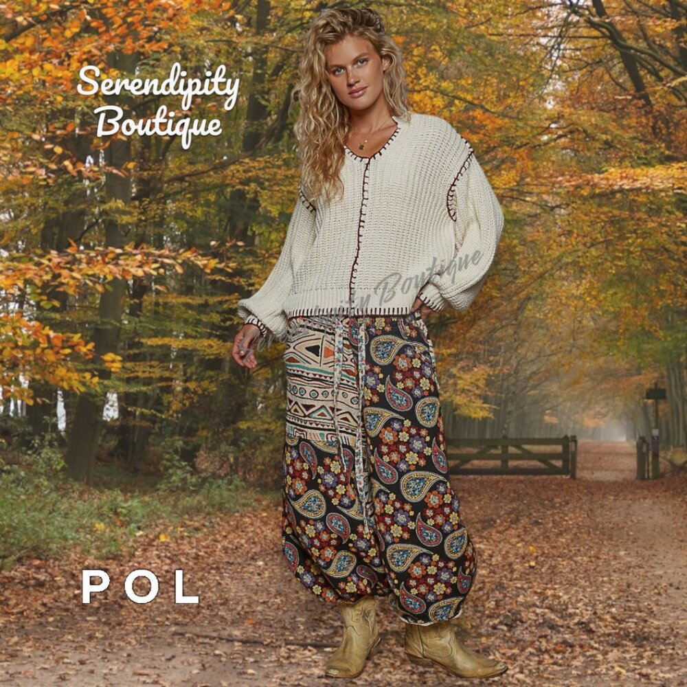 Boho Thick Cozy Oversized Drop Shoulder Chunky Cable Knit Sweater from POL - Picture 8 of 11